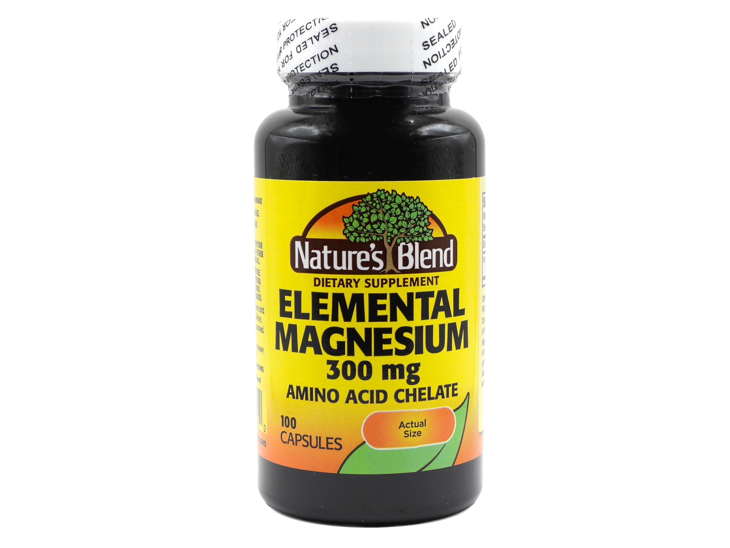 Nature's Blend Magnésium chélaté, bouteille-face, soutien potentiel aux muscles et à l'énergie.