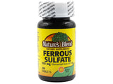 Nature's Blend ferreux sulfate tablettes 325 mg prise quotidienne avec repas pour soutenir l’énergie.
