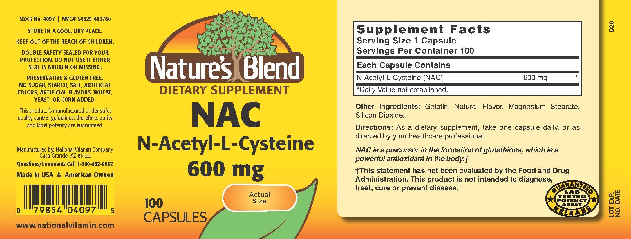 Nature's Blend NAC gelules énergie et immunité au quotidien