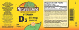 Nature's Blend NAT B VIT D3 TB 1000IU 100 — flacon compact pour le quotidien.