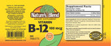 Étiquette Nature's Blend NAT B12 en gros plan avec dosage visible et clarté.