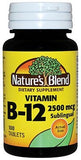 Nature's Blend vitamine B-12 2500 mcg, bouteille de 100 comprimés, soutien énergétique quotidien.