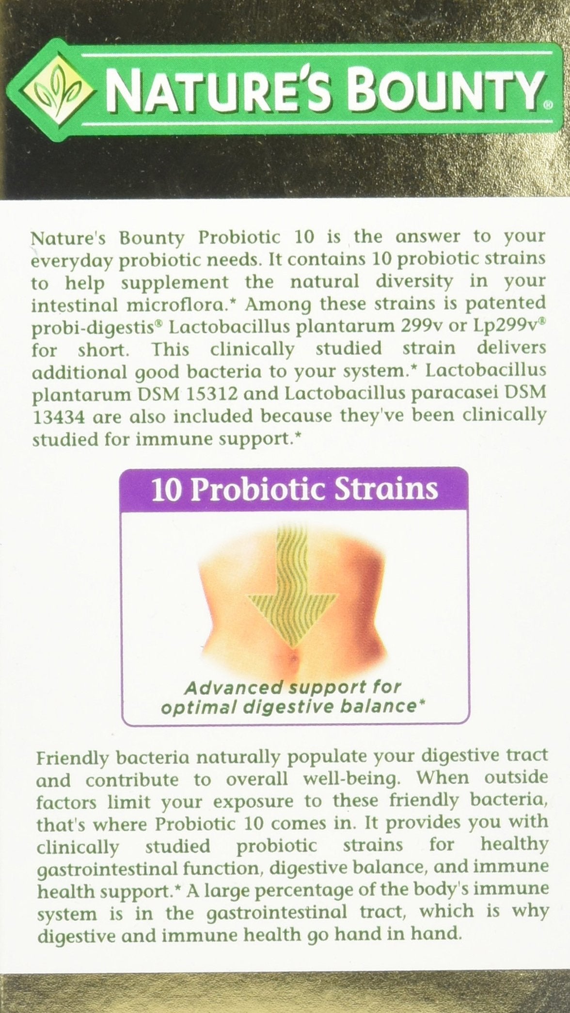 Nature's Bounty 20 milliards de cultures probiotiques – équilibre intestinal.