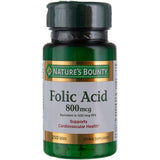 Nature's Bounty acide folique 800mcg : bouteille sans arôme pour usage quotidien