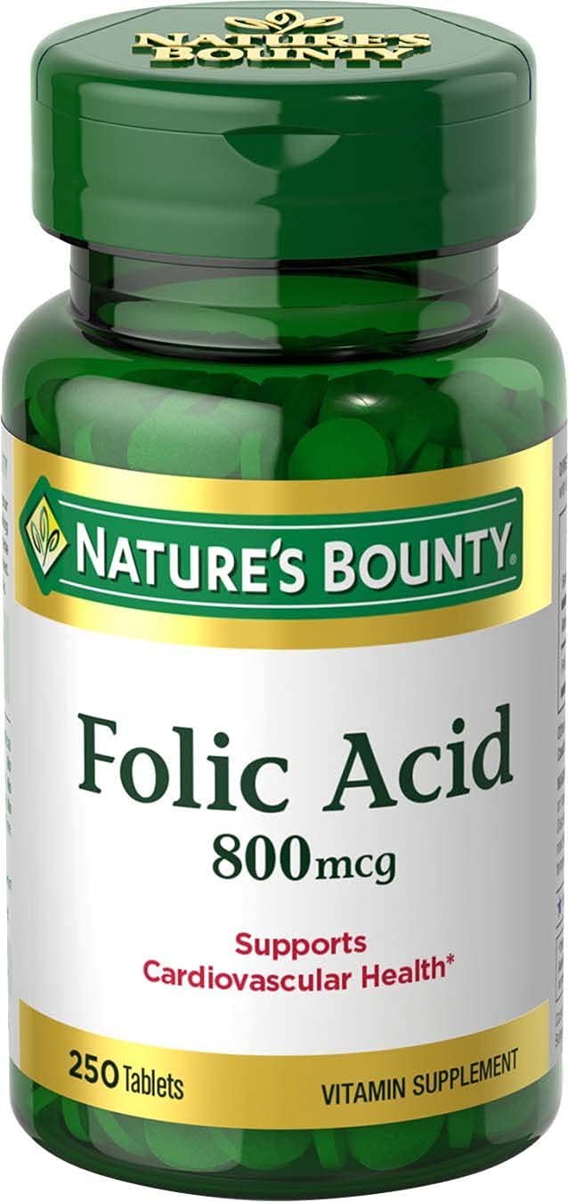 Nature's Bounty acide folique 800 mcg — bouteille et énergie potentielle