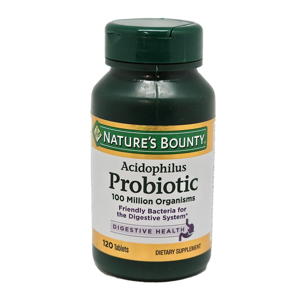 Nature's Bounty Acidophilus – bouteille, soutien digestif potentiel.