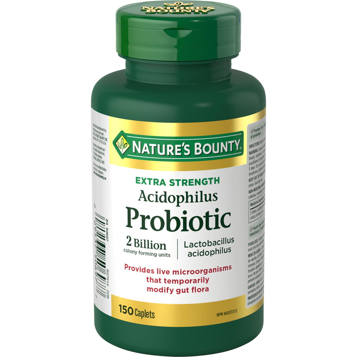 Nature's Bounty acidophilus en capsules, 2 milliards d'unités, soutien naturel de la flore intestinale.