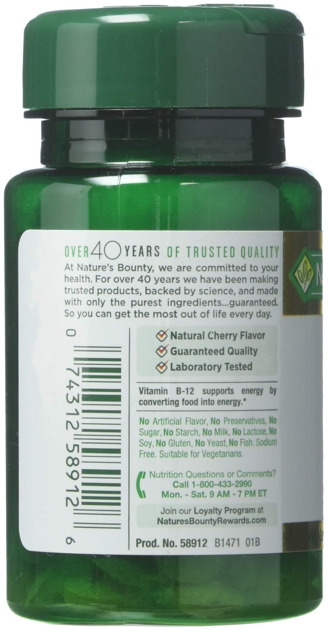 Nature's Bounty B12 5000 mcg comprimés dissolution rapide sous langue pratique