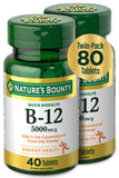Nature's Bounty B12 dissolution rapide sous-langue et potentiel énergie.