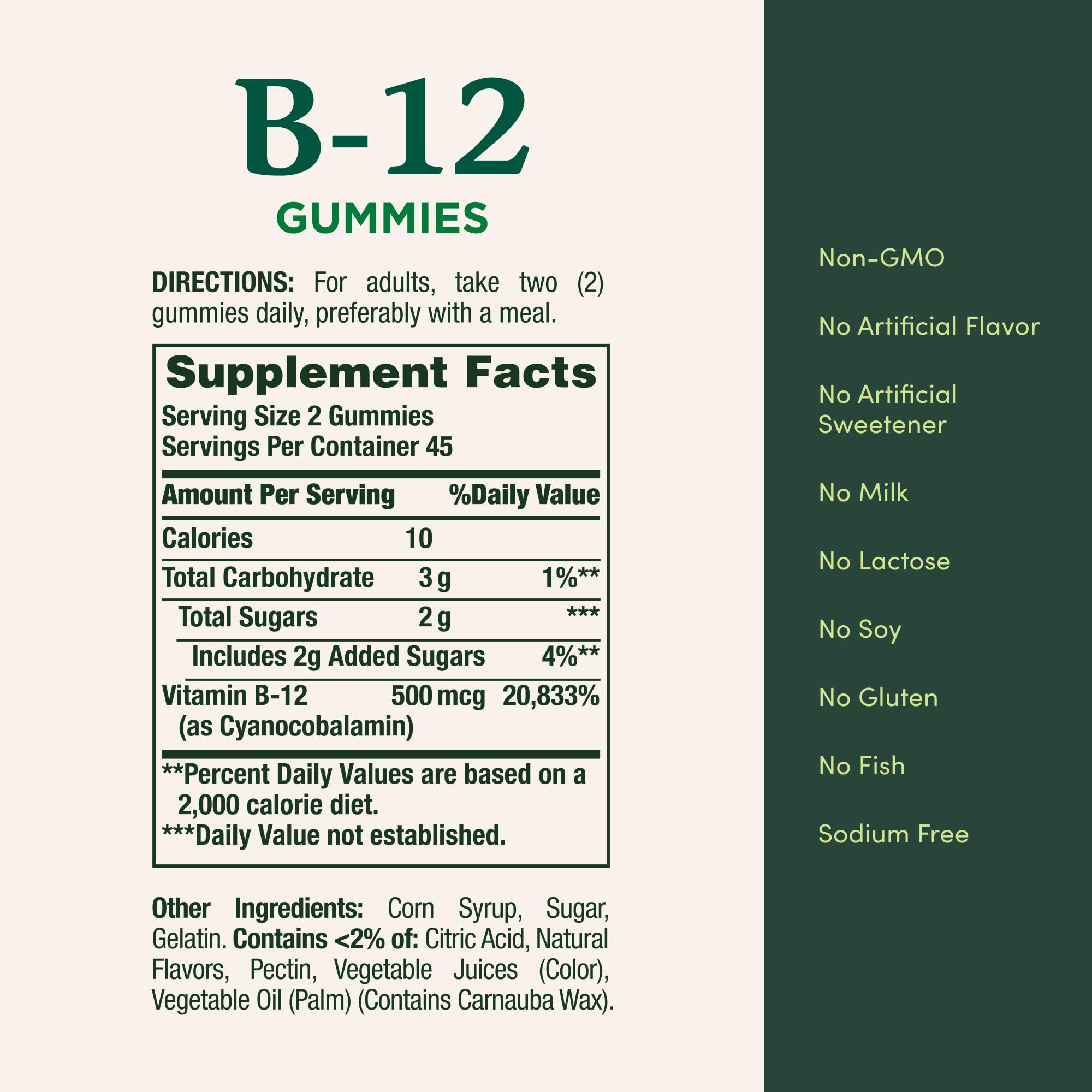 Deux gommes par jour Nature's Bounty B12, faciles et savoureuses