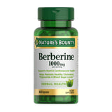 Nature’s Bounty Berberine 1000 mg: capsules et bouteille, soutien potentiel au cholestérol et glycémie.