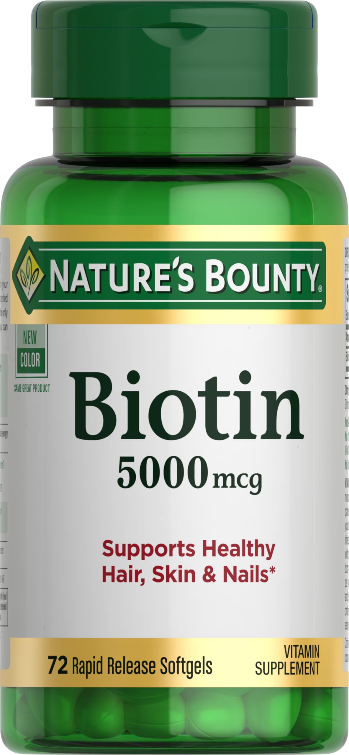 Nature's Bounty Biotin 5000 mcg gélules libération rapide, simple à ajouter à la routine