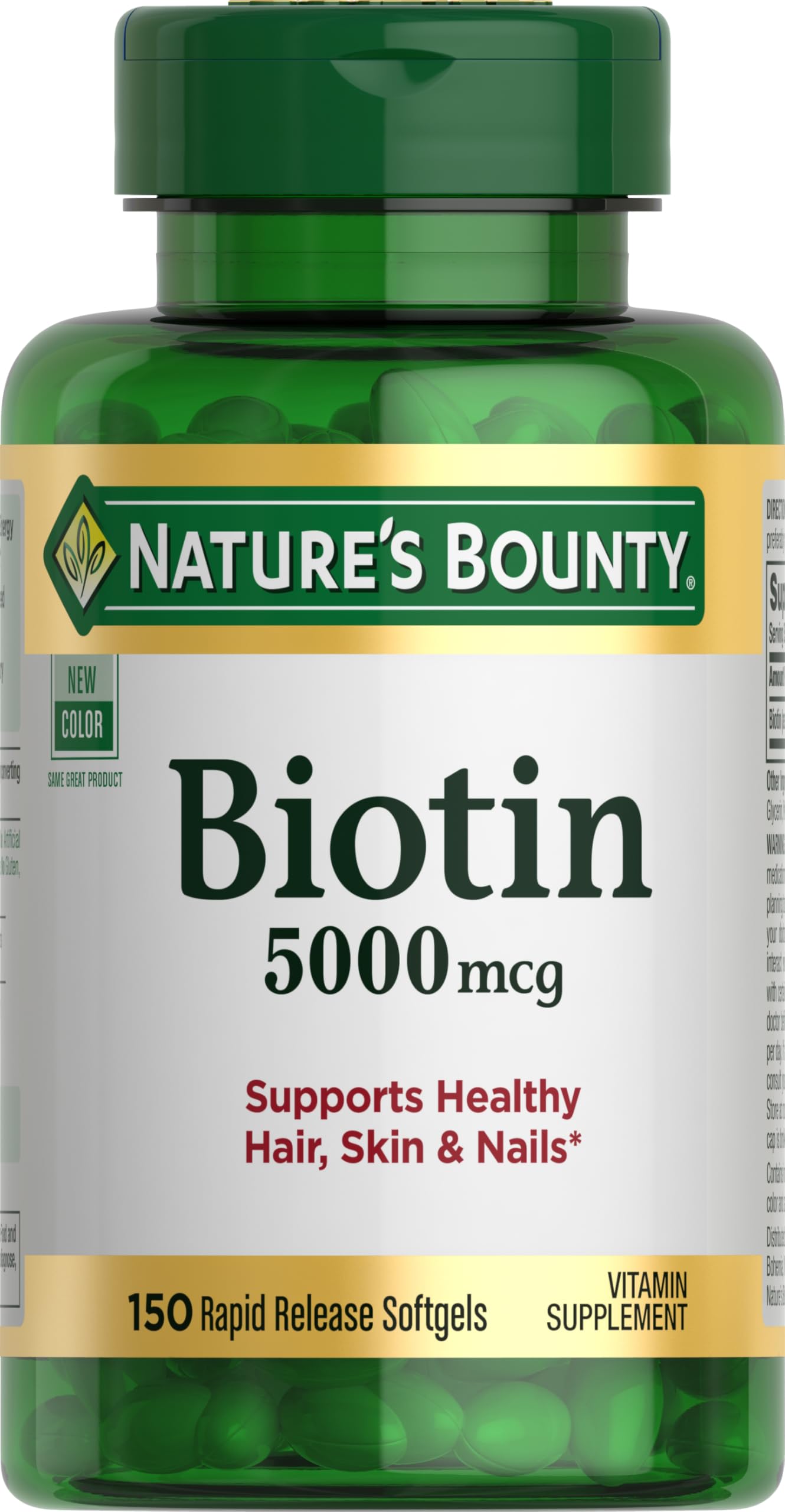 Nature's Bounty Biotine en bouteille de 5000 mcg pour cheveux sains et énergie