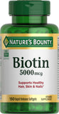 Nature's Bounty Biotine en bouteille de 5000 mcg pour cheveux sains et énergie
