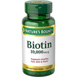 Nature's Bounty Biotin en bouteille, gélules à libération rapide pour cheveux.