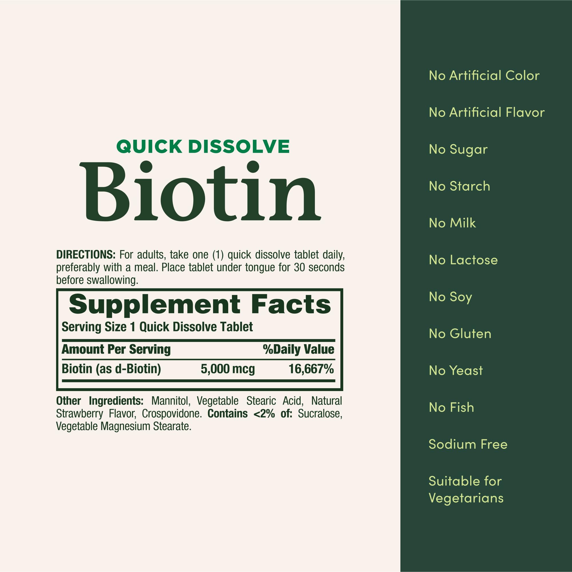 Biotine Nature's Bounty pour cheveux, peau et ongles sains.