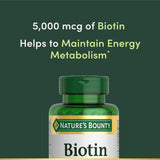 Étiquette claire sur l'emballage Nature's Bounty Biotine garantissant qualité et pureté