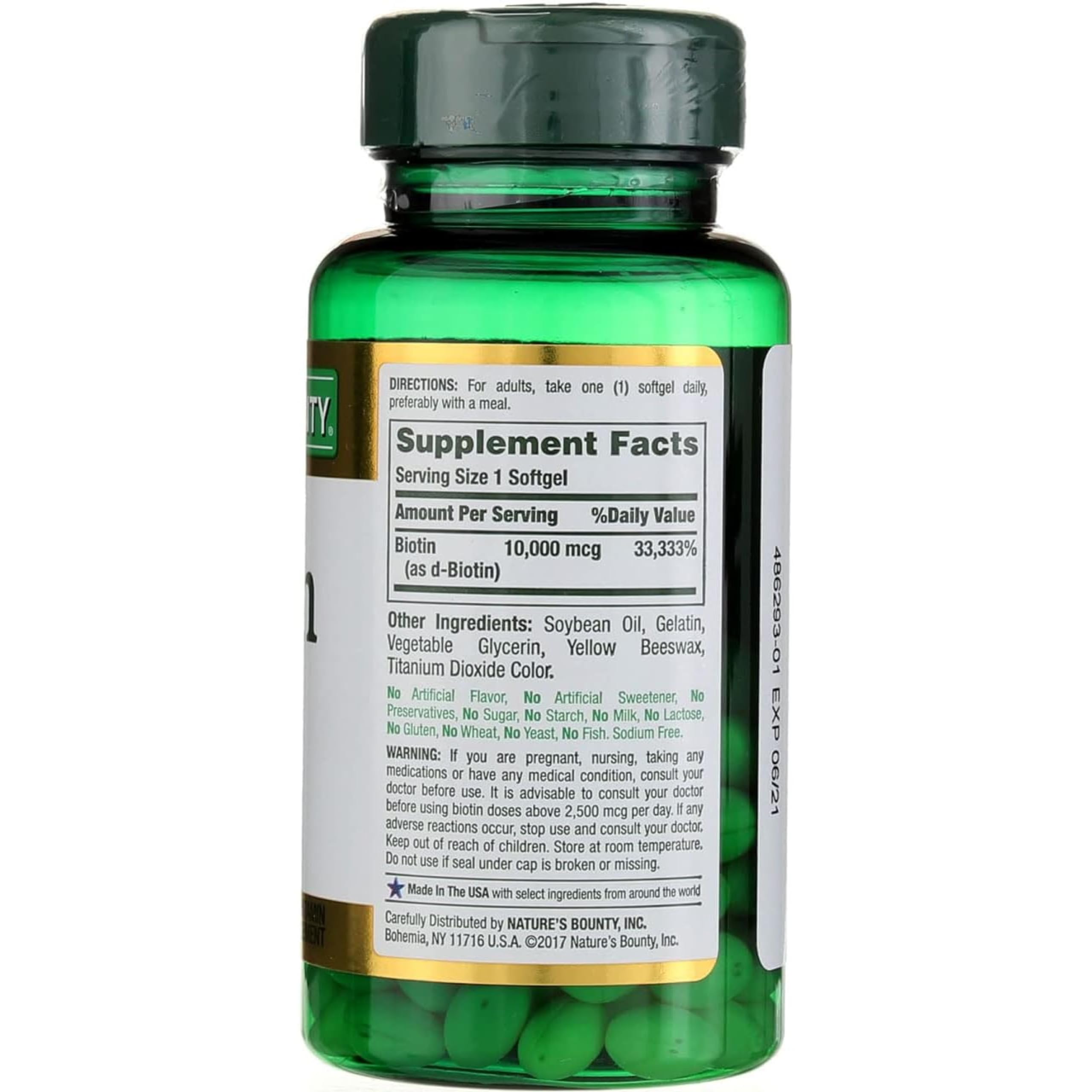 Nature's Bounty Biotin routine beauté quotidienne.