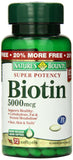 Nature's Bounty Biotine 5000 mcg capsules, libération rapide, soutien métabolique et énergie