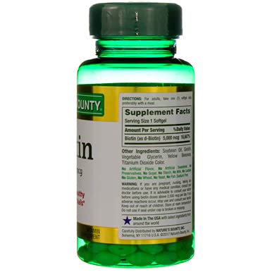 Nature's Bounty Biotine 5000 mcg, emballage robuste – conservation et fraîcheur.