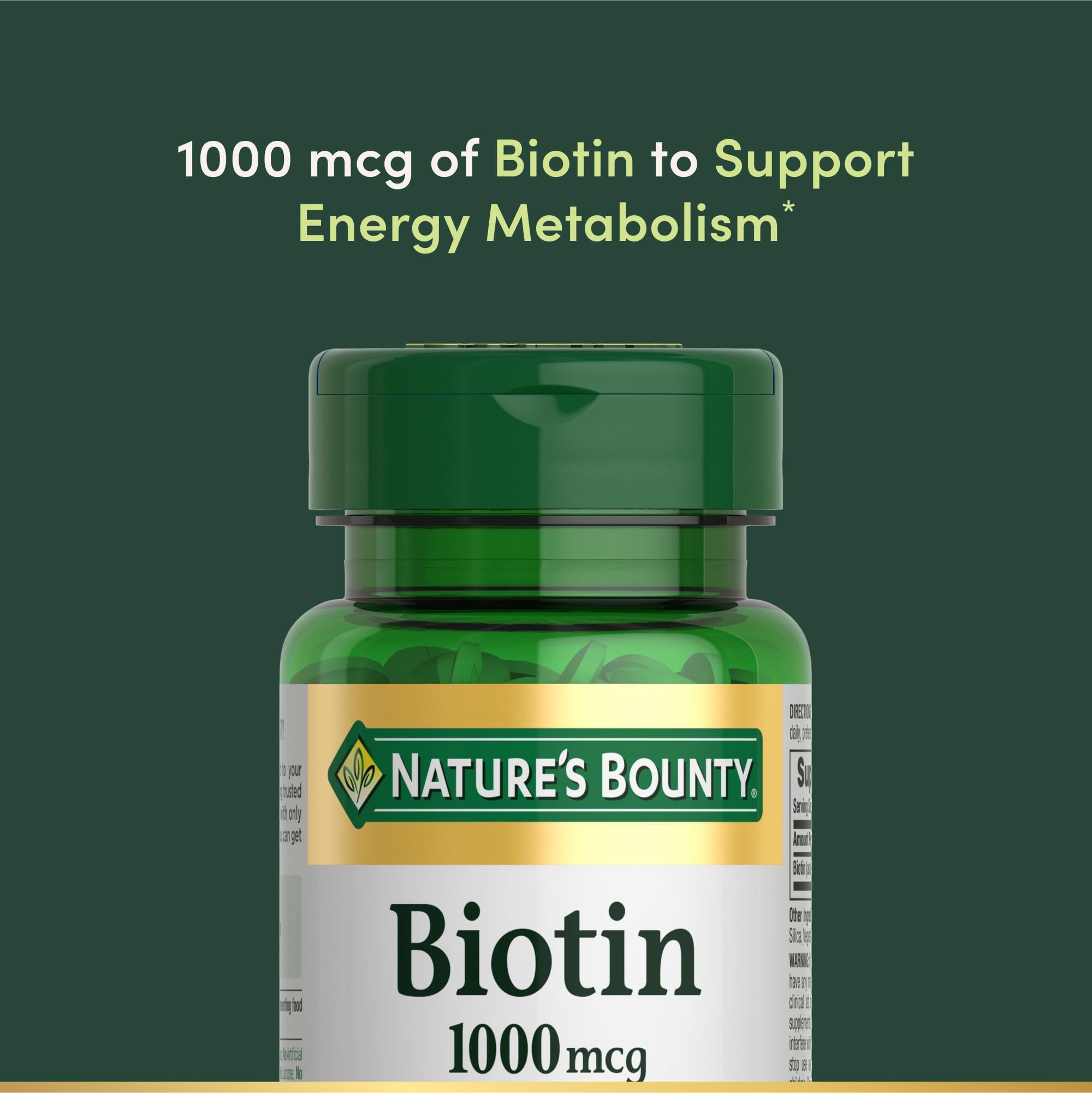Nature's Bounty Biotine – étiquette du produit et dosage informatif