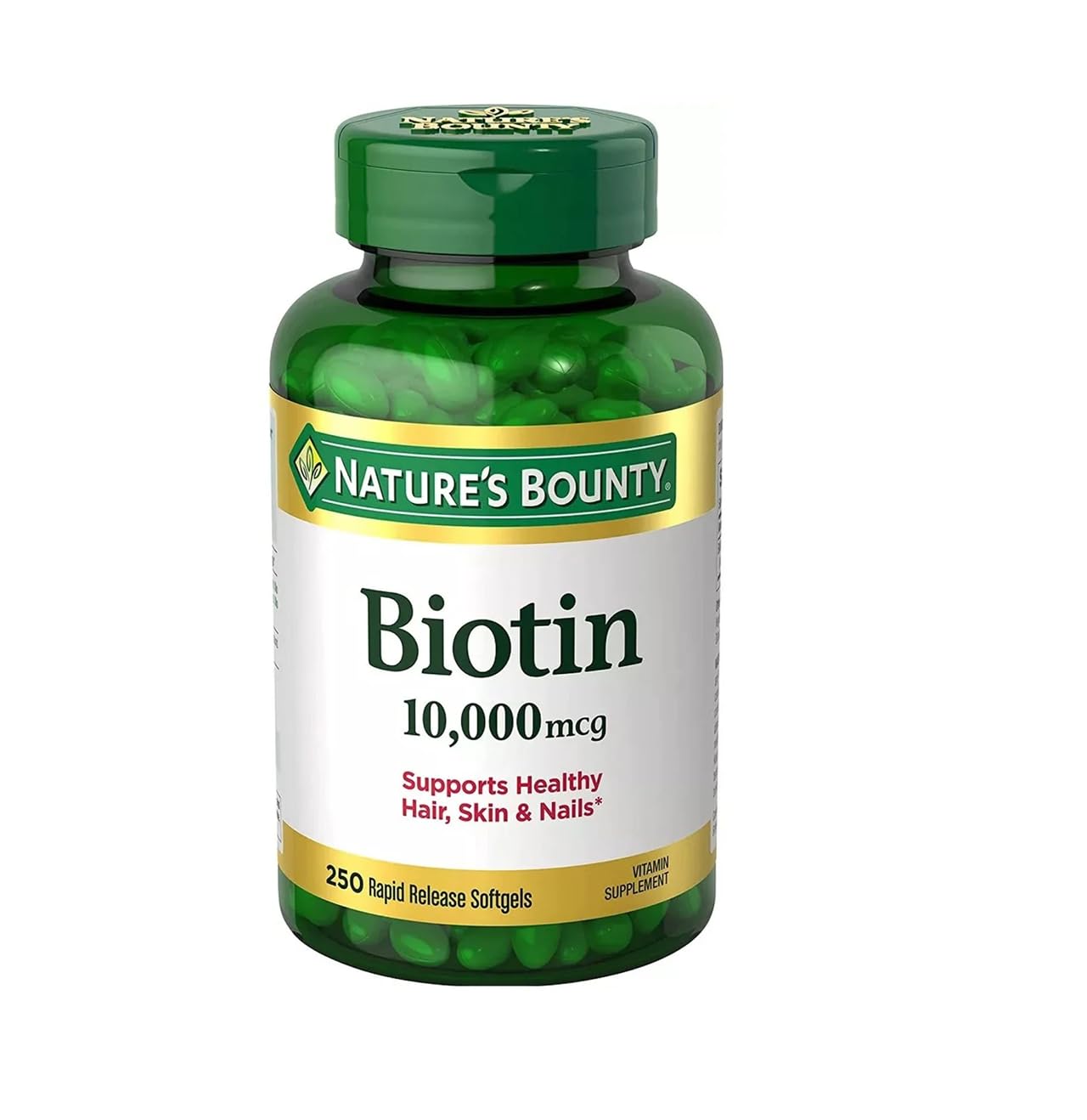 Nature's Bounty Biotine – bouteille libération rapide, soutien potentiel cheveux et ongles.