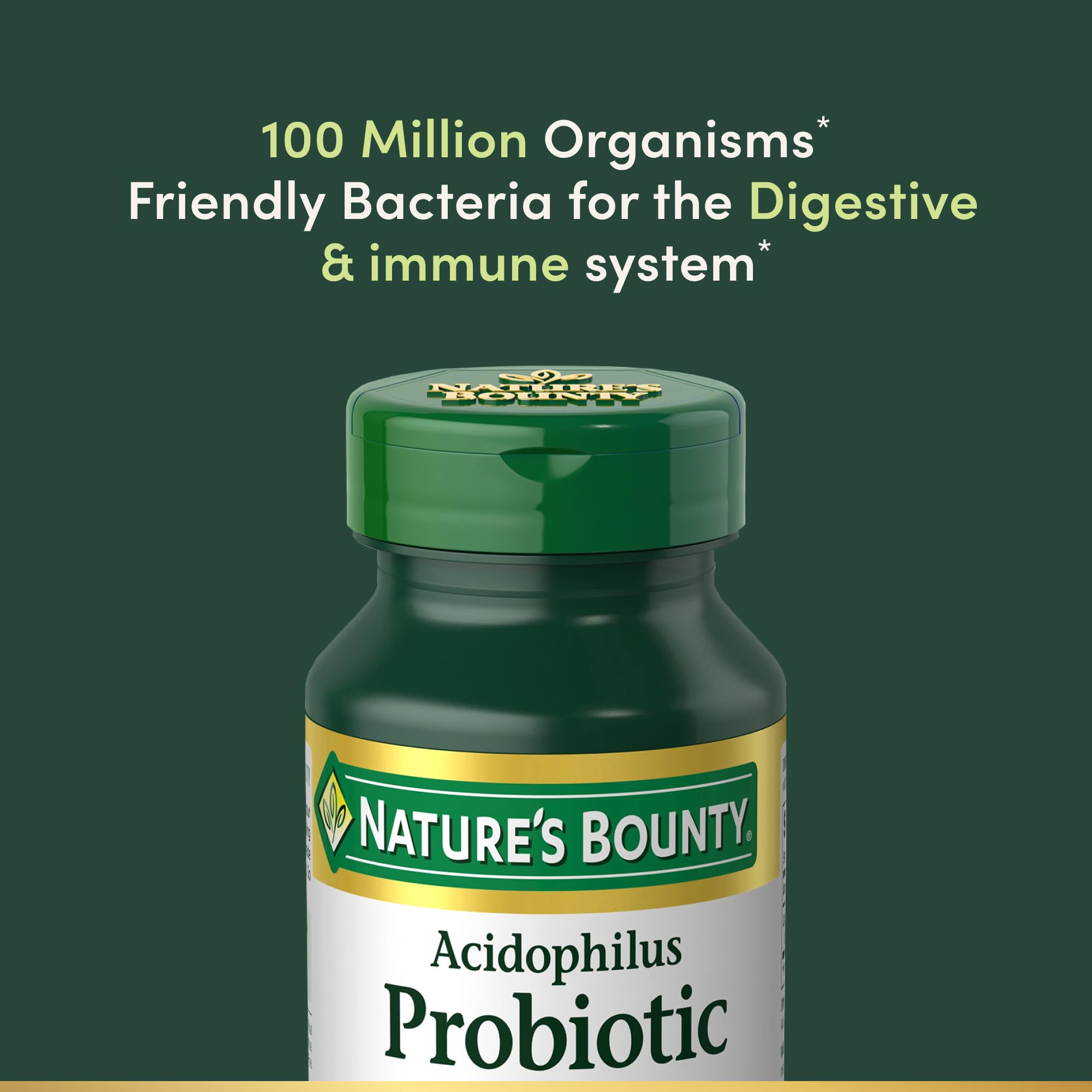 Nature's Bounty bouteille probiotiques avec 100 millions d'organismes actifs