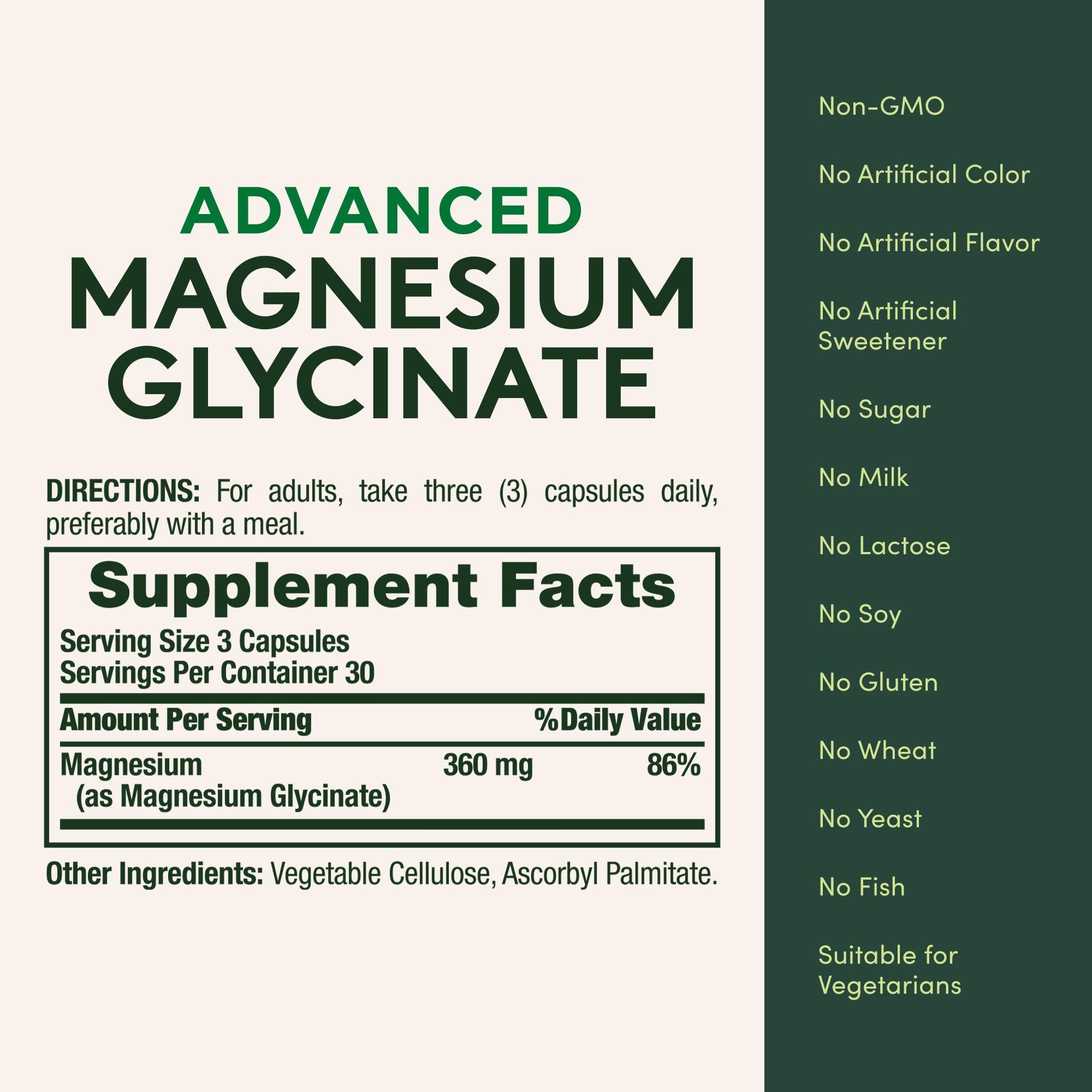 Nature's Bounty Calme Magnesium Glycinate, prise quotidienne: pratique et discrète.