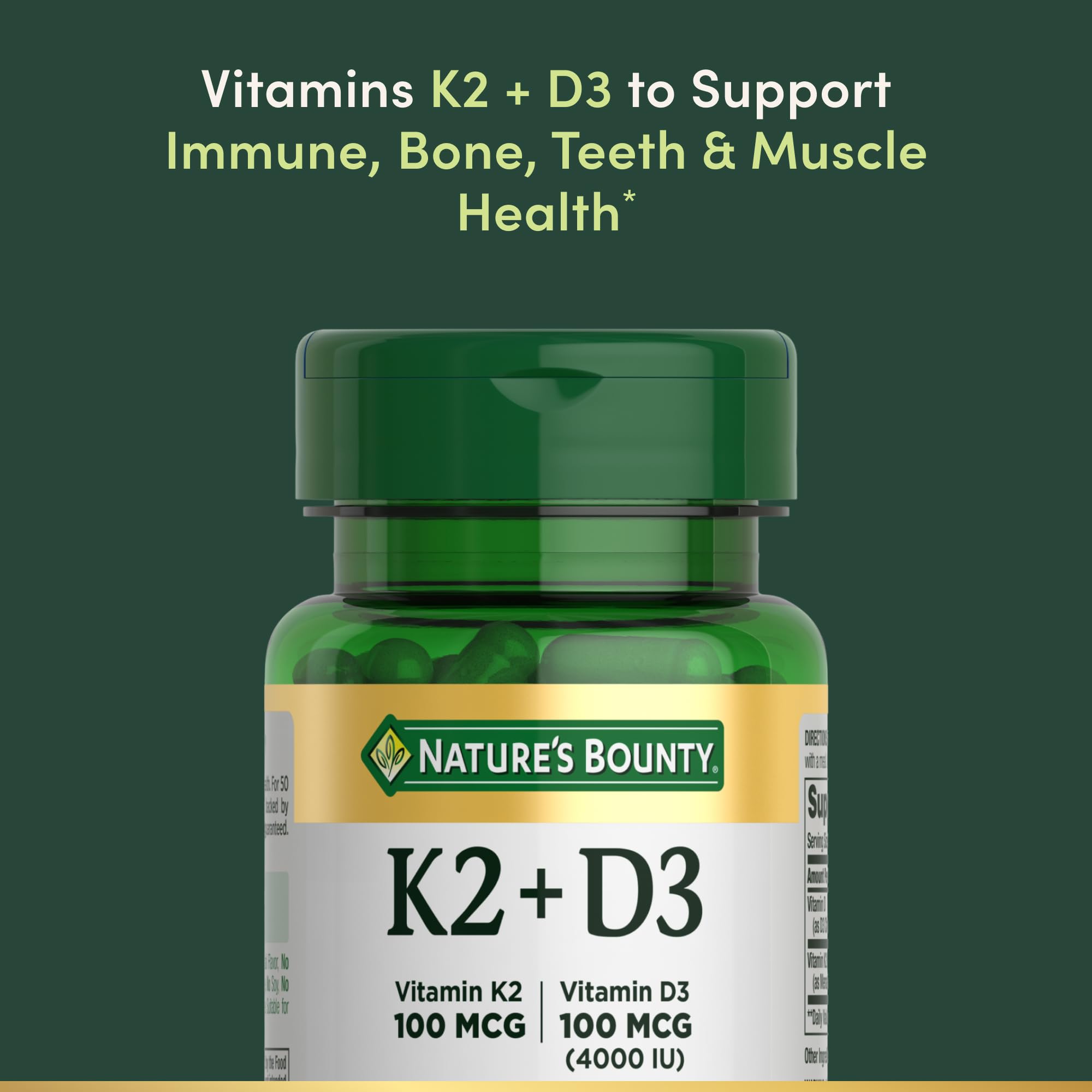 Nature's Bounty Capsules D3 K2 - capsules: prise quotidienne pratique