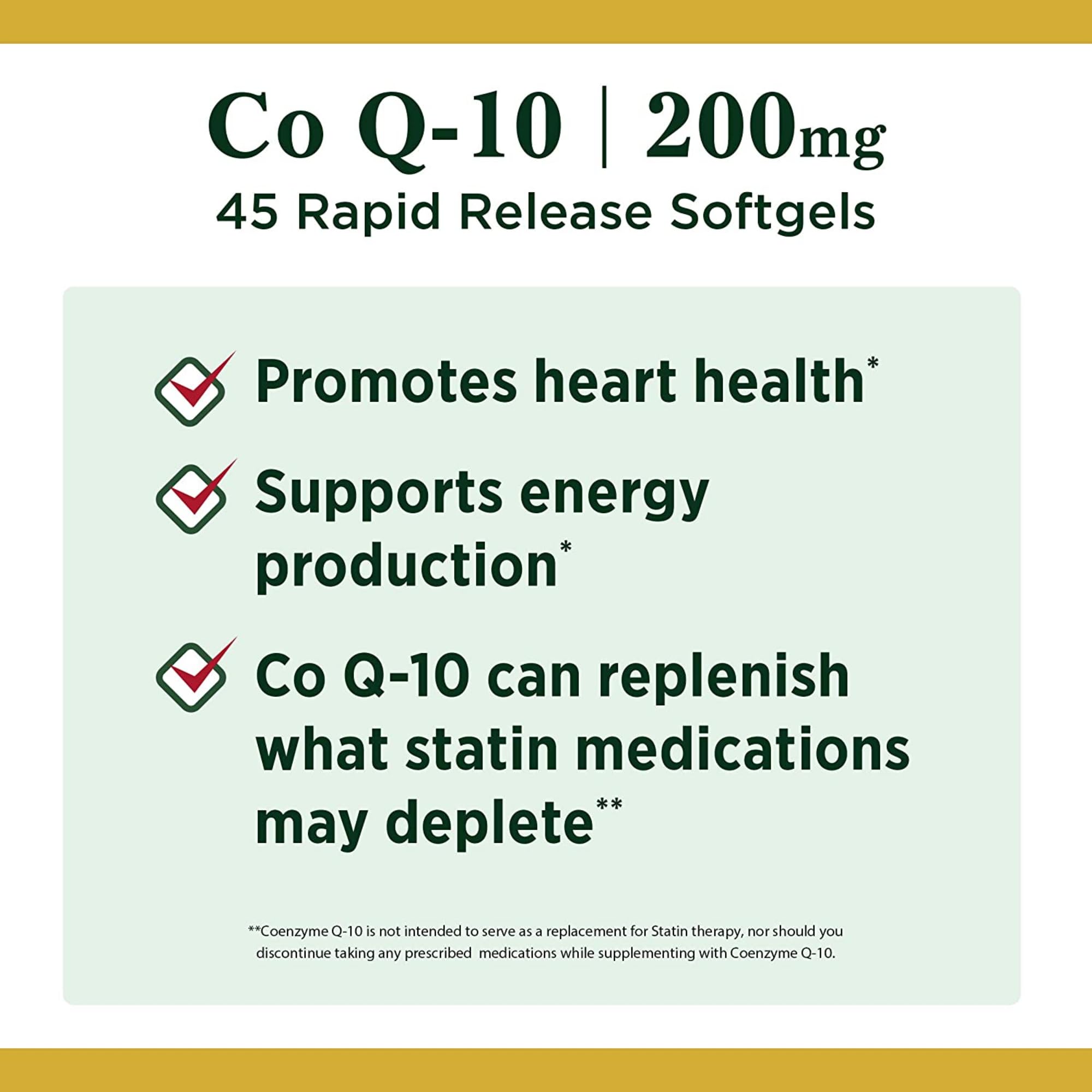 Nature's Bounty CoQ10 – étiquette lisible, pureté et conformité pour les routines quotidiennes.