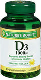 Nature's Bounty D-1000 IU, gelules liquides, soutien quotidien des os et du système immunitaire.