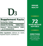 Nature's Bounty D3-10 000 UI — Étiquette nutritionnelle lisible et informative.