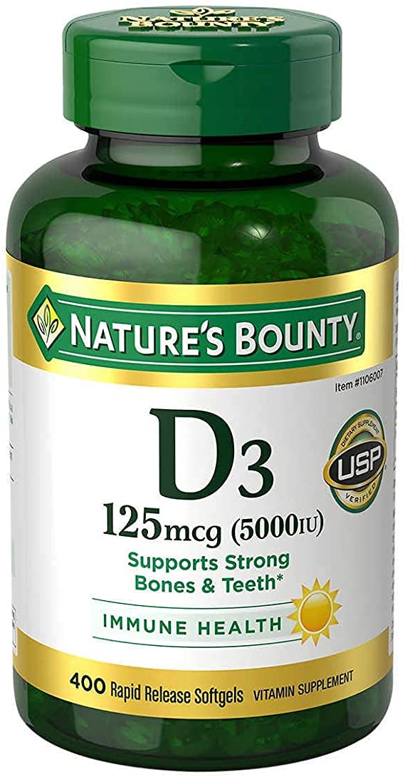 Nature's Bounty D3 5000 UI bouteille libération rapide, soutien quotidien des os