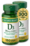 Nature's Bounty D3 dans une bouteille, gélules faciles à avaler pour un usage quotidien.