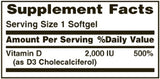 Nature's Bounty D3 Softgels, capsules visibles, format pratique pour l'apport journalier.