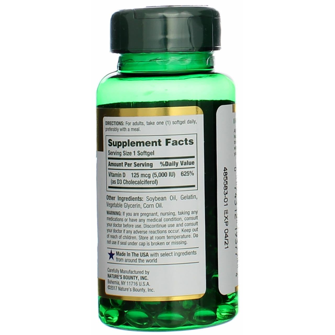 Nature's Bounty D5000 Softgels, dose-quotidienne simple pour soutenir votre énergie.
