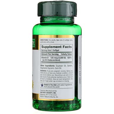 Nature's Bounty D5000 Softgels, conseils d'utilisation simples pour une routine durable.