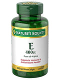 Nature's Bounty E-400 UI Pur Dl-Alpha, bouteille avec capsules molles faciles à prendre.