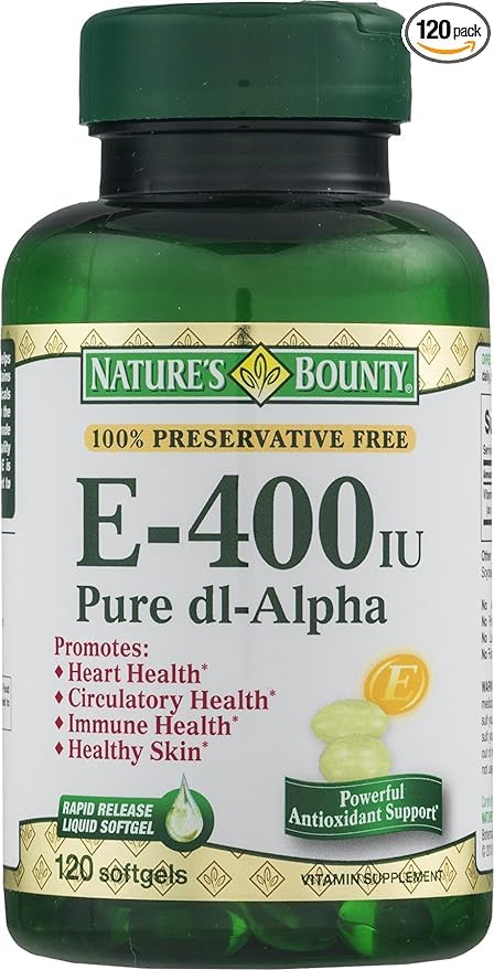 Nature's Bounty E-400 UI Pur Dl-Alpha, facilité de versement pour une routine simple.
