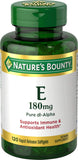 Nature's Bounty E-400IU D-Alpha, bouteille avec étiquette indiquant un soutien potentiel à la peau