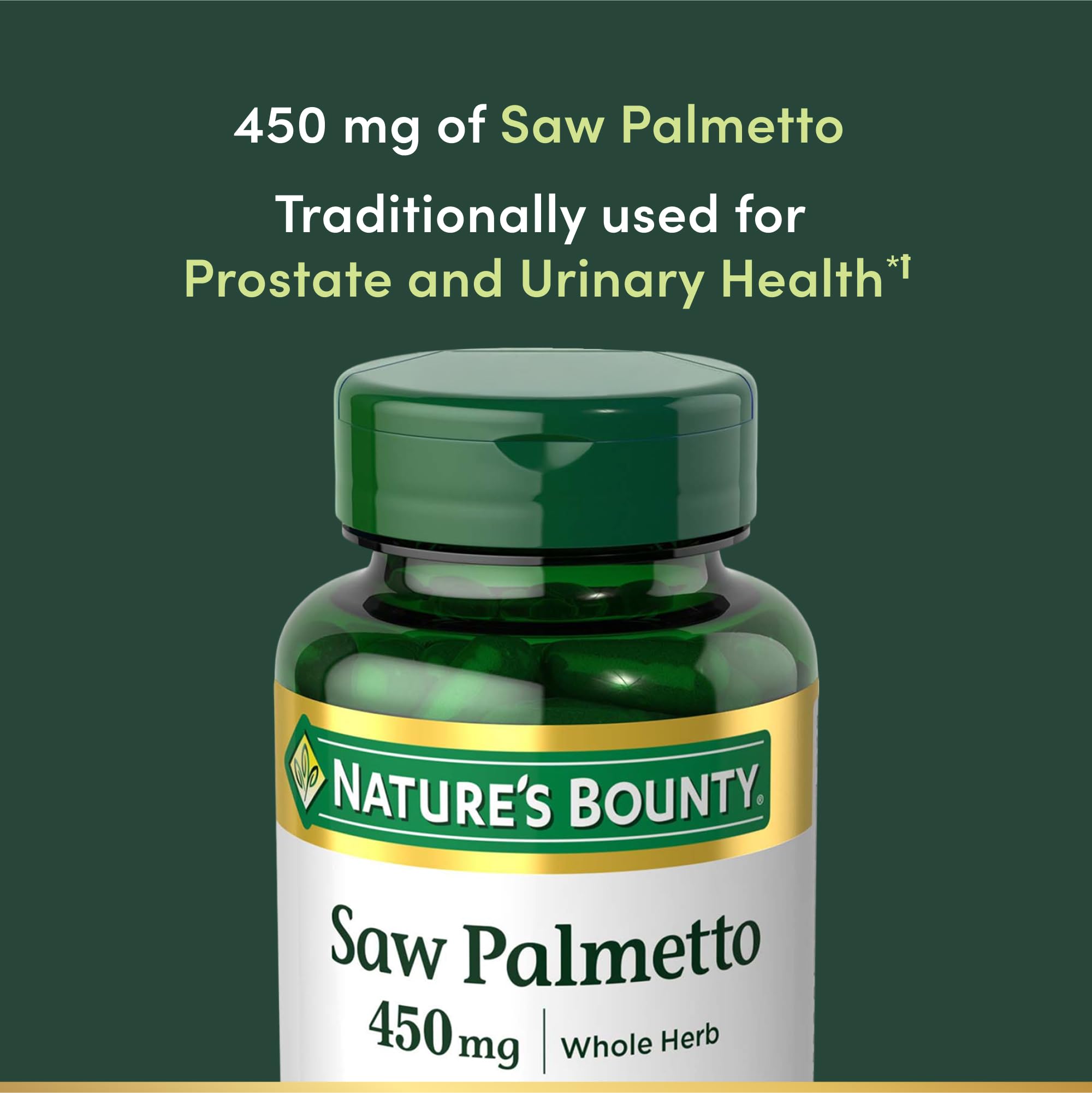 Nature's Bounty Saw Palmetto étiquette informations claires sur les ingrédients