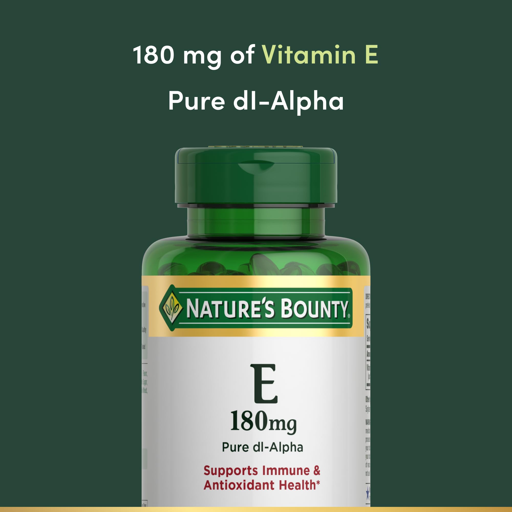 Nature's Bounty: étiquette indiquant 400 UI sur le pot de vitamine E.