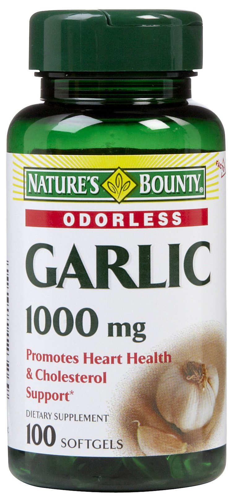 Extrait d’ail Nature's Bounty 1000 mg, gélules faciles à avaler, prêt pour le quotidien.