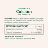 Nature's Bounty gélules-calcium-d3-1000ui-etiquette — format compact facilite l'ingestion.