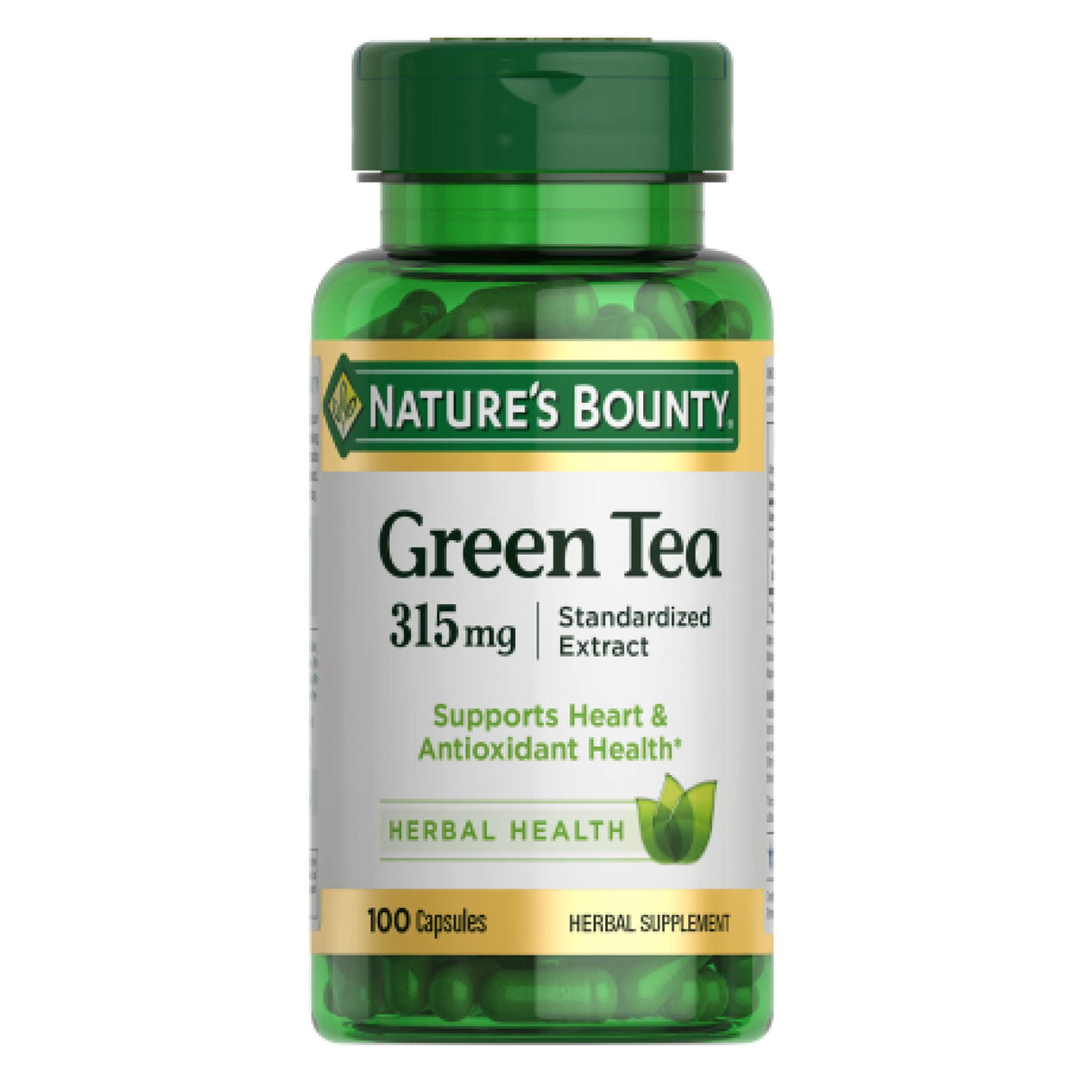 Nature's Bounty gélules thé vert – bouteille pratique pour l'antioxydant quotidien.