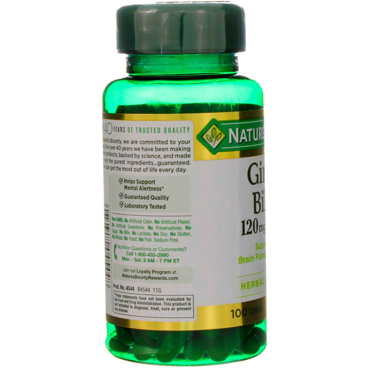 Capsules Nature's Bounty Ginkgo Biloba faciles à avaler pour le quotidien