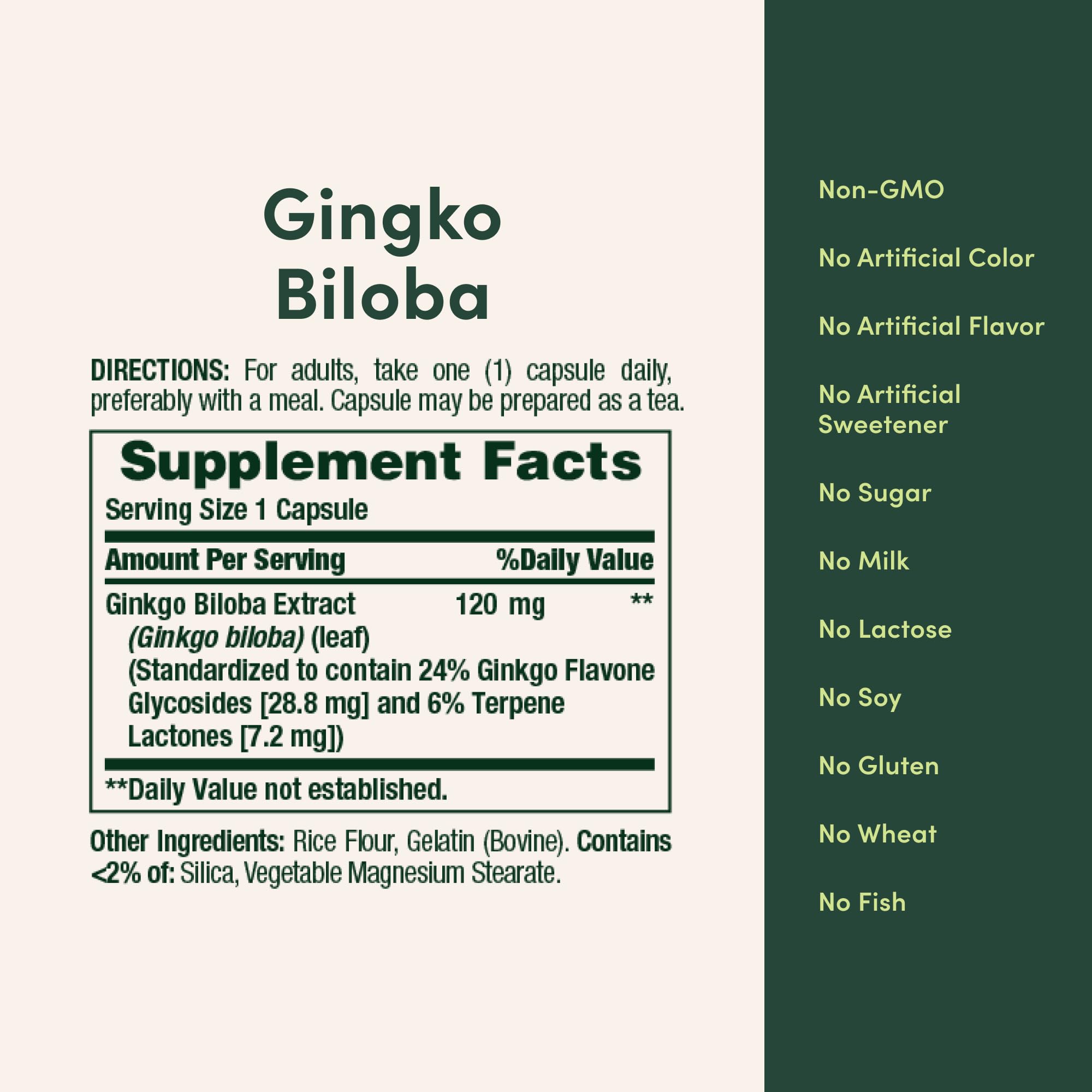 Nature's Bounty Ginkgo Biloba emballage durable et respectueux de l’environnement
