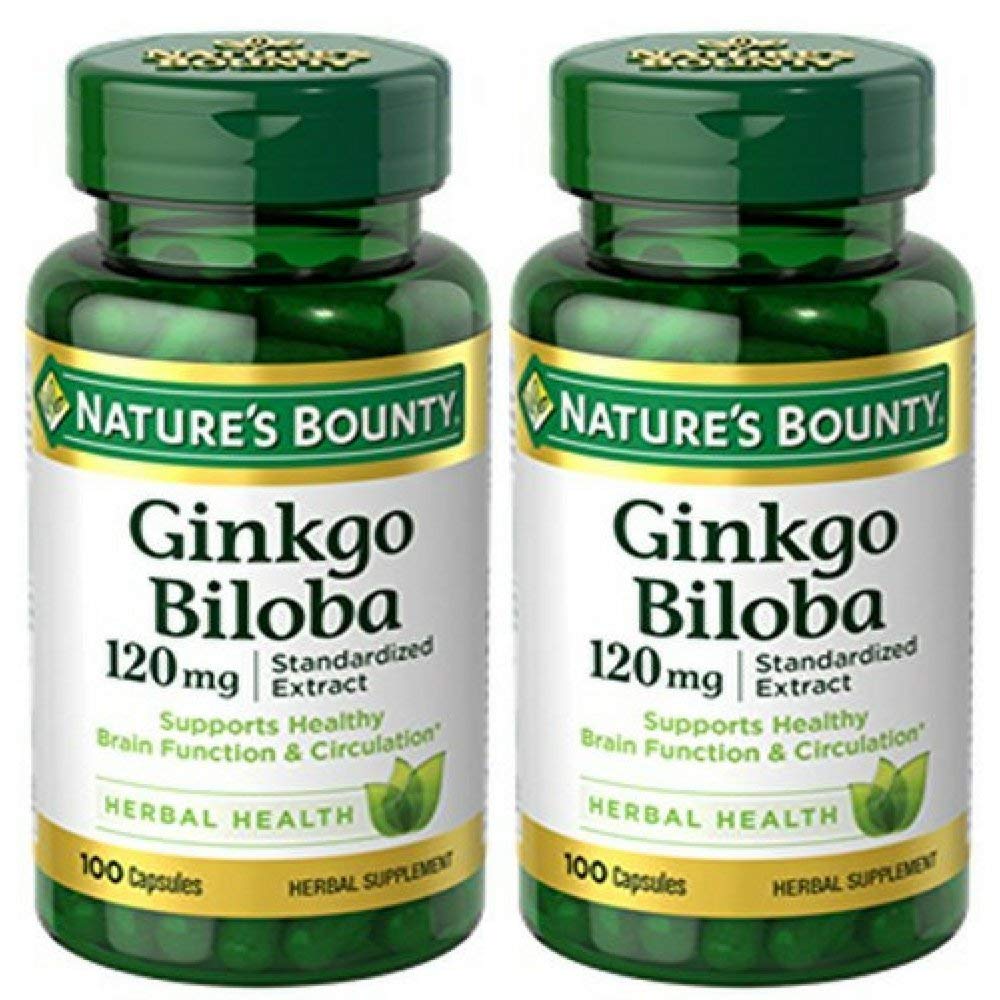 Nature's Bounty Ginkgo Biloba, capsule, soutien potentiel des fonctions cérébrales et de la mémoire.