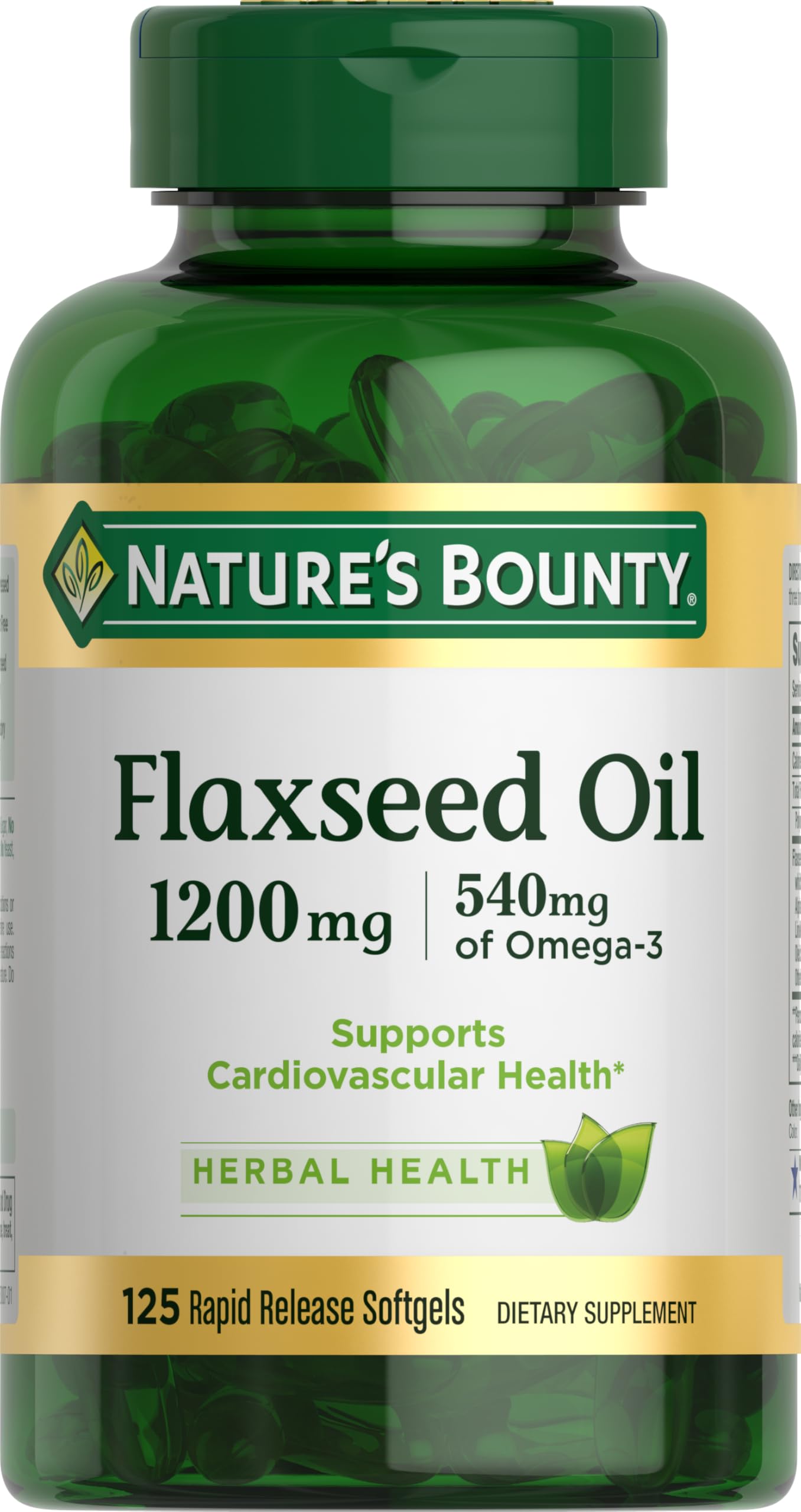 Nature's Bounty huile de lin en capsules, source naturelle d'oméga-3 pour la santé cardiaque
