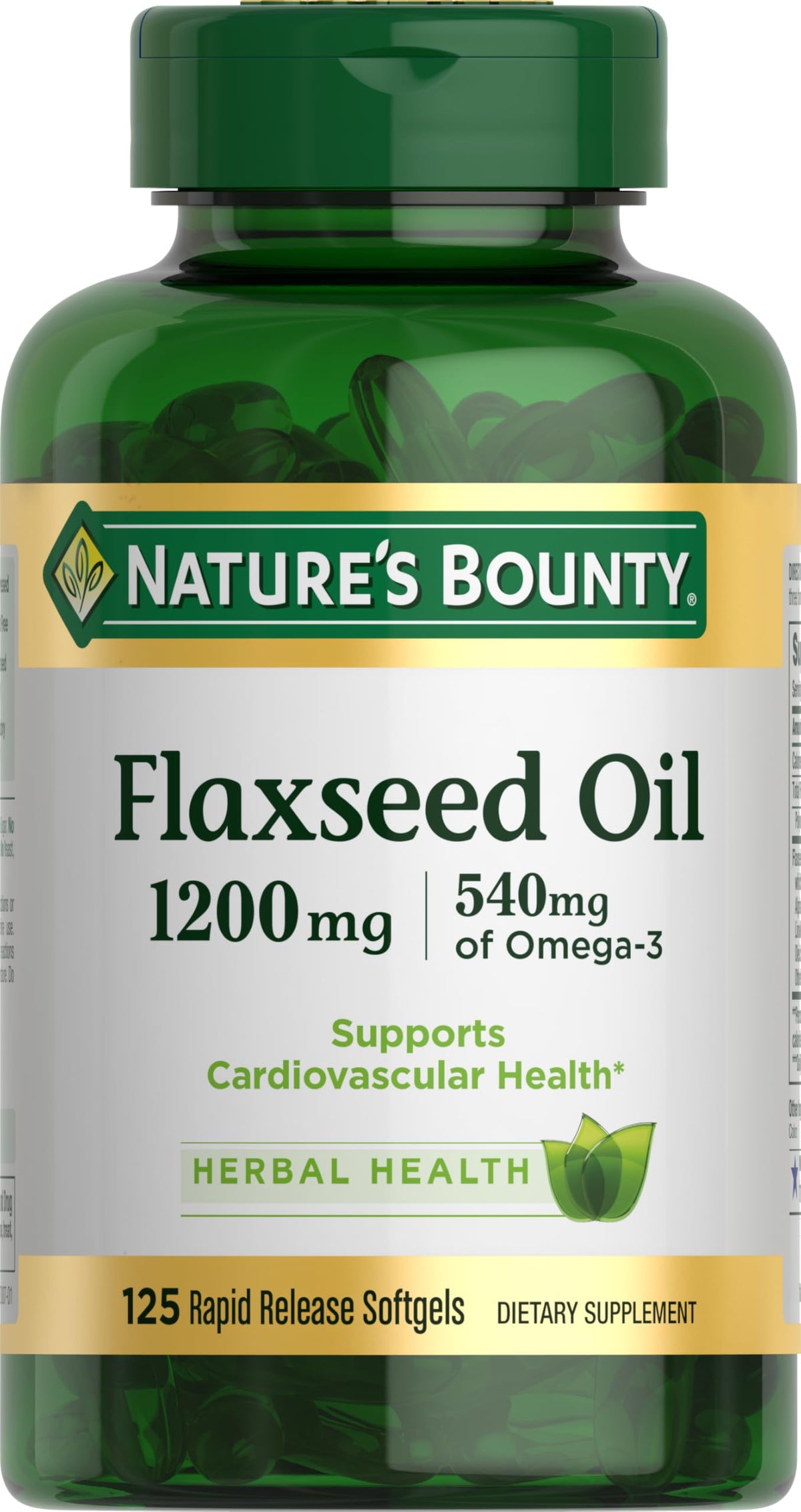 Nature's Bounty huile de lin en capsules, source naturelle d'oméga-3 pour la santé cardiaque